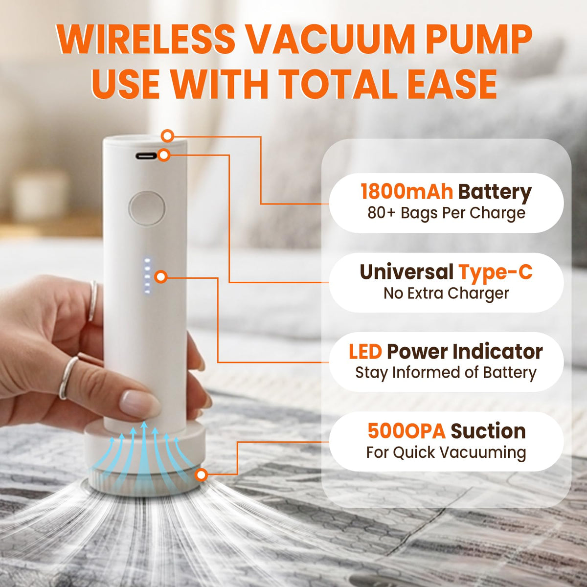 Ebukur electric pump included for quick, hands-free sealing