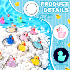 Ecation clear resin duck keychain glows softly, ideal stocking stuffers and party décor