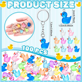 Ecation glow-in-the-dark resin duck keychain shines, great gift and décor accent