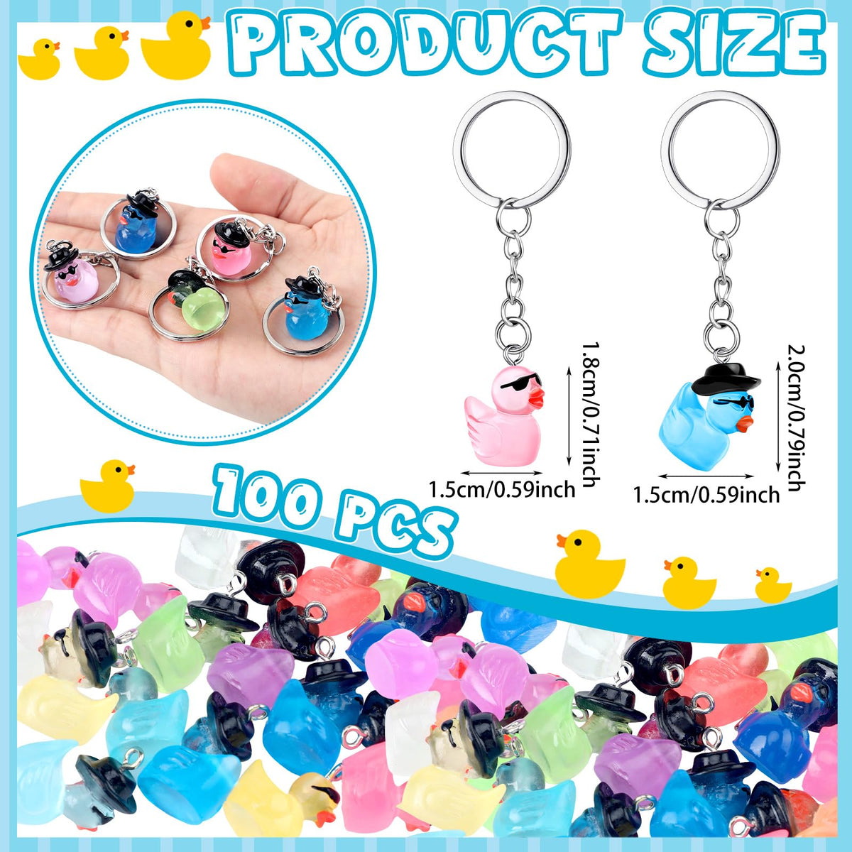 Ecation resin duck keychain in multicolor with 3D detail for party favors