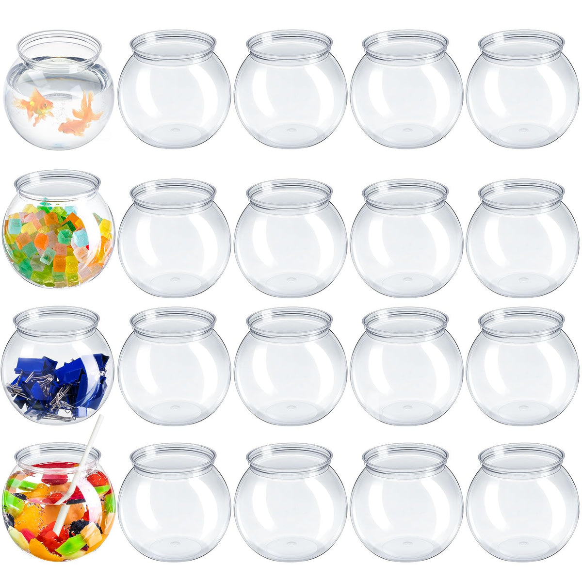 Eccliy clear fish bowls with 27 oz capacity for drinks and decorations.