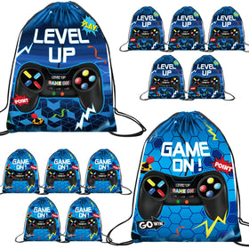 Eccliy video game party bags front pattern blue for a bold party look