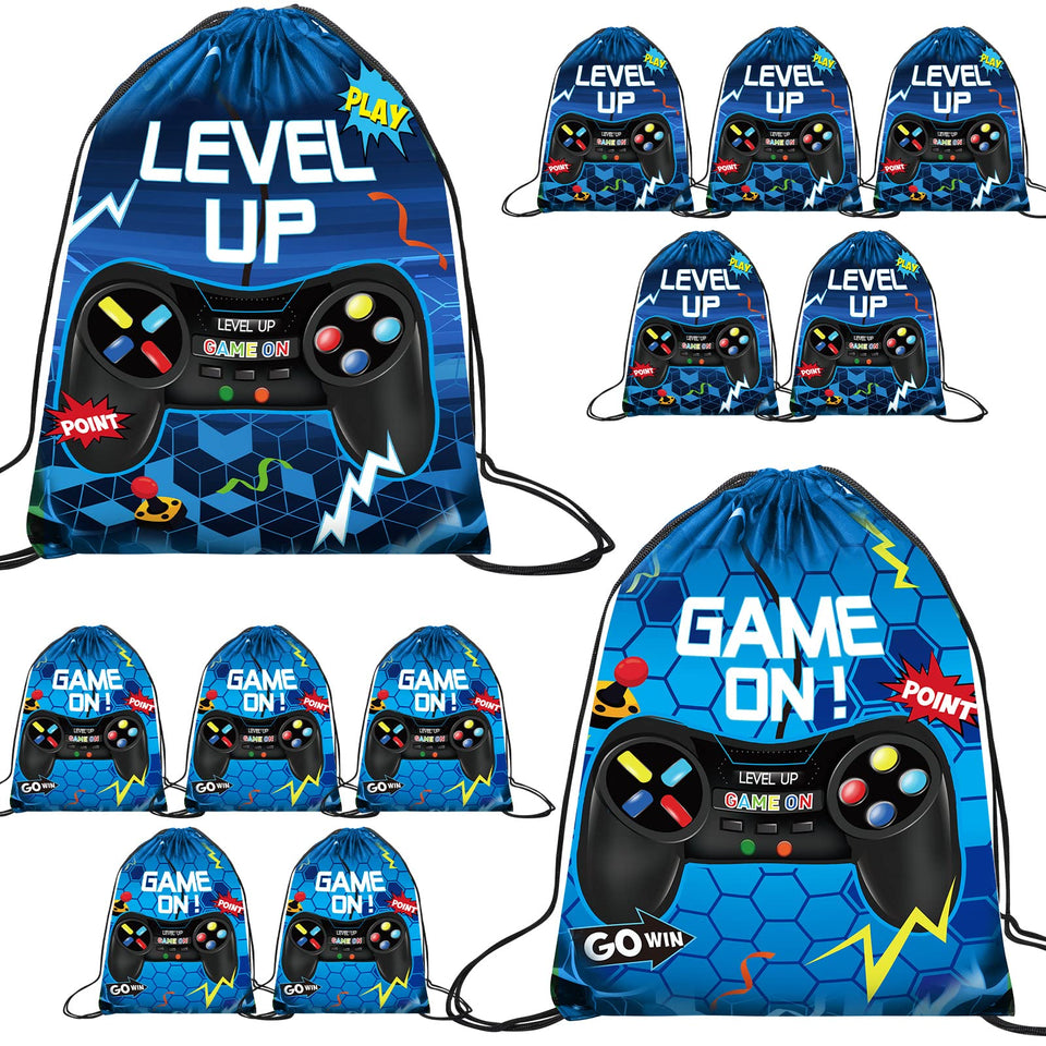 Eccliy video game party bags front pattern blue for a bold party look