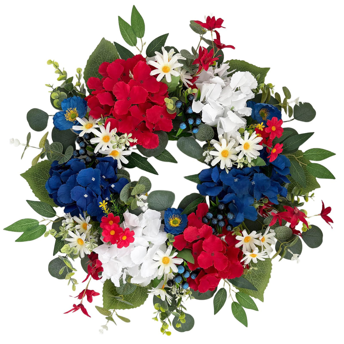 Ecerangus 20-inch wreath front door with patriotic colors for vivid curb appeal.