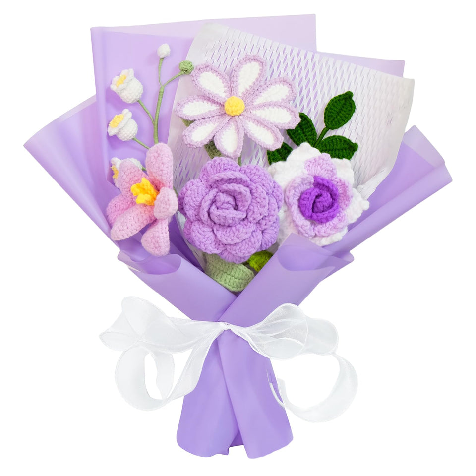 Ecerangus crochet bouquet main purple, timeless decor ready for gifting