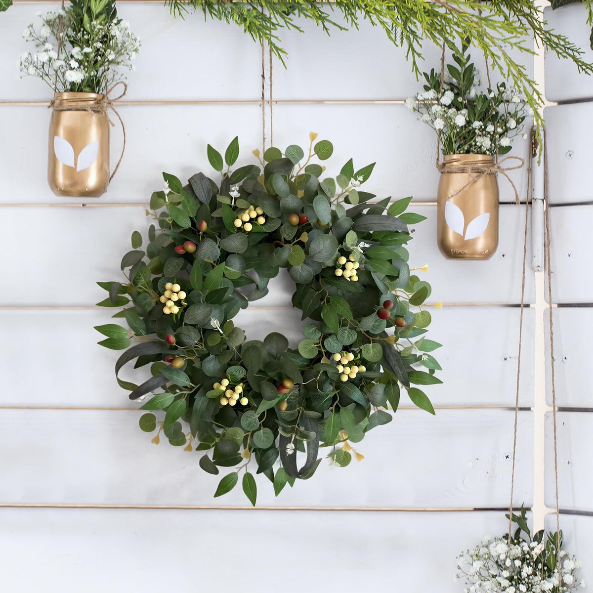 Expand wreath upon arrival for the fullest natural shape.