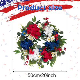 Ecerangus red-white-blue hydrangea wreath detail for versatile seasonal display.