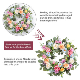 Wedding backdrop with Ecerangus wreath adds a soft, natural touch.