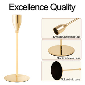 ECHFSM French Gold Taper Candle Holders tall height creates dramatic vertical focal point