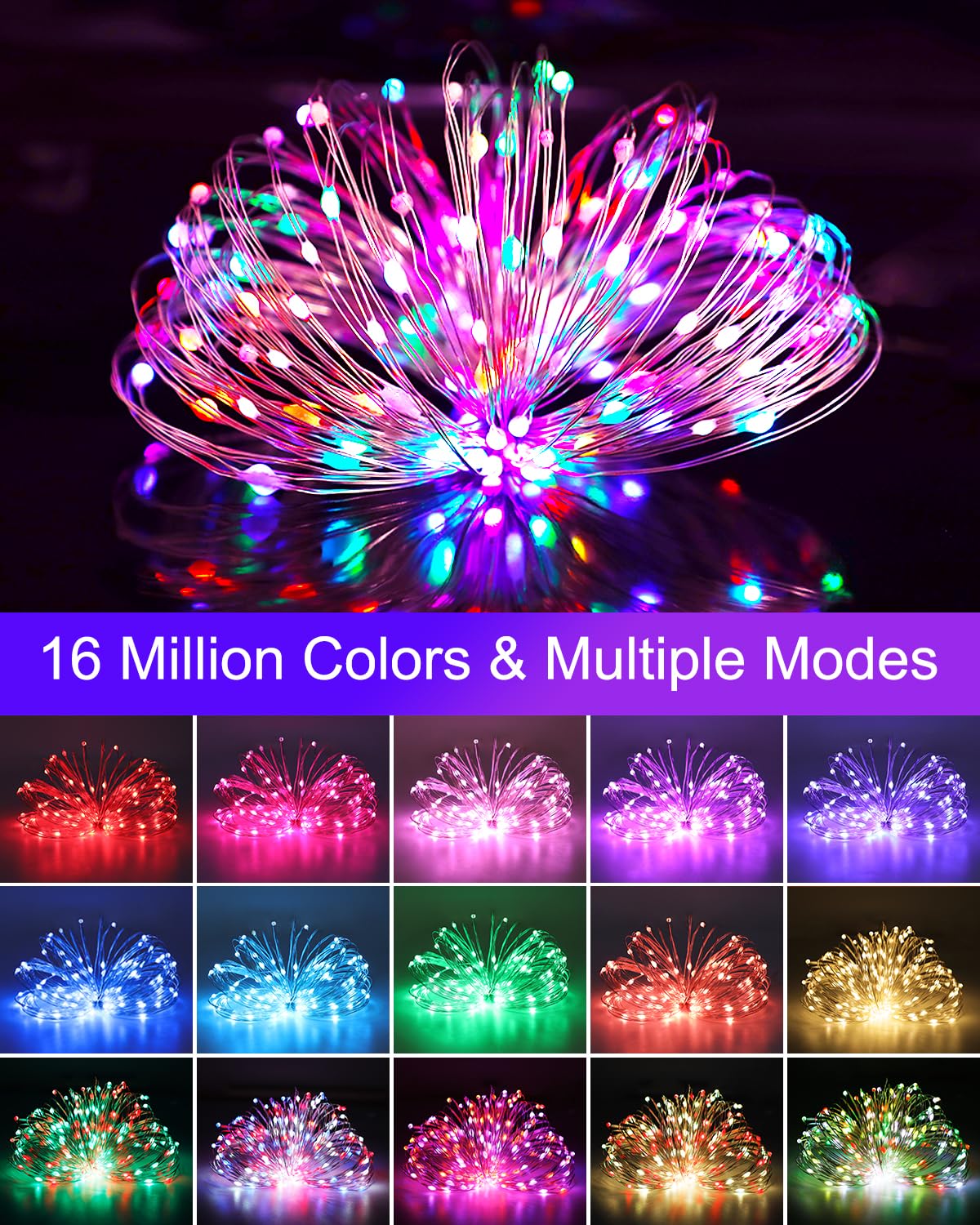 echosari smart fairy lights flexible silver wire for wrapping around objects