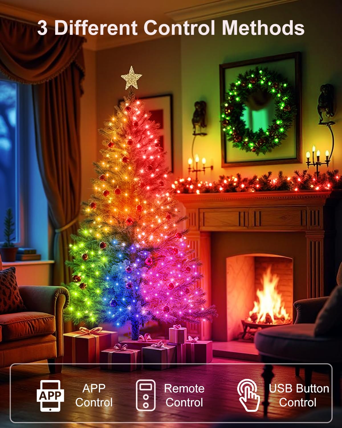 echosari smart fairy lights USB remote control uses the USB plug for operation