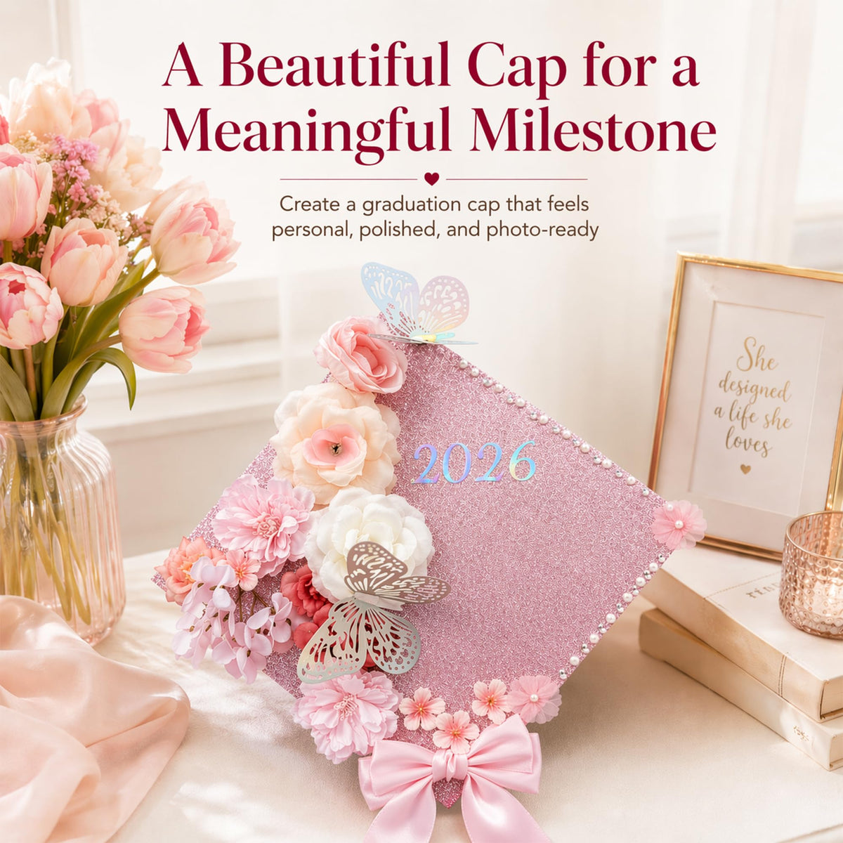 Echpzed letter stickers personalize your cap with a custom message.