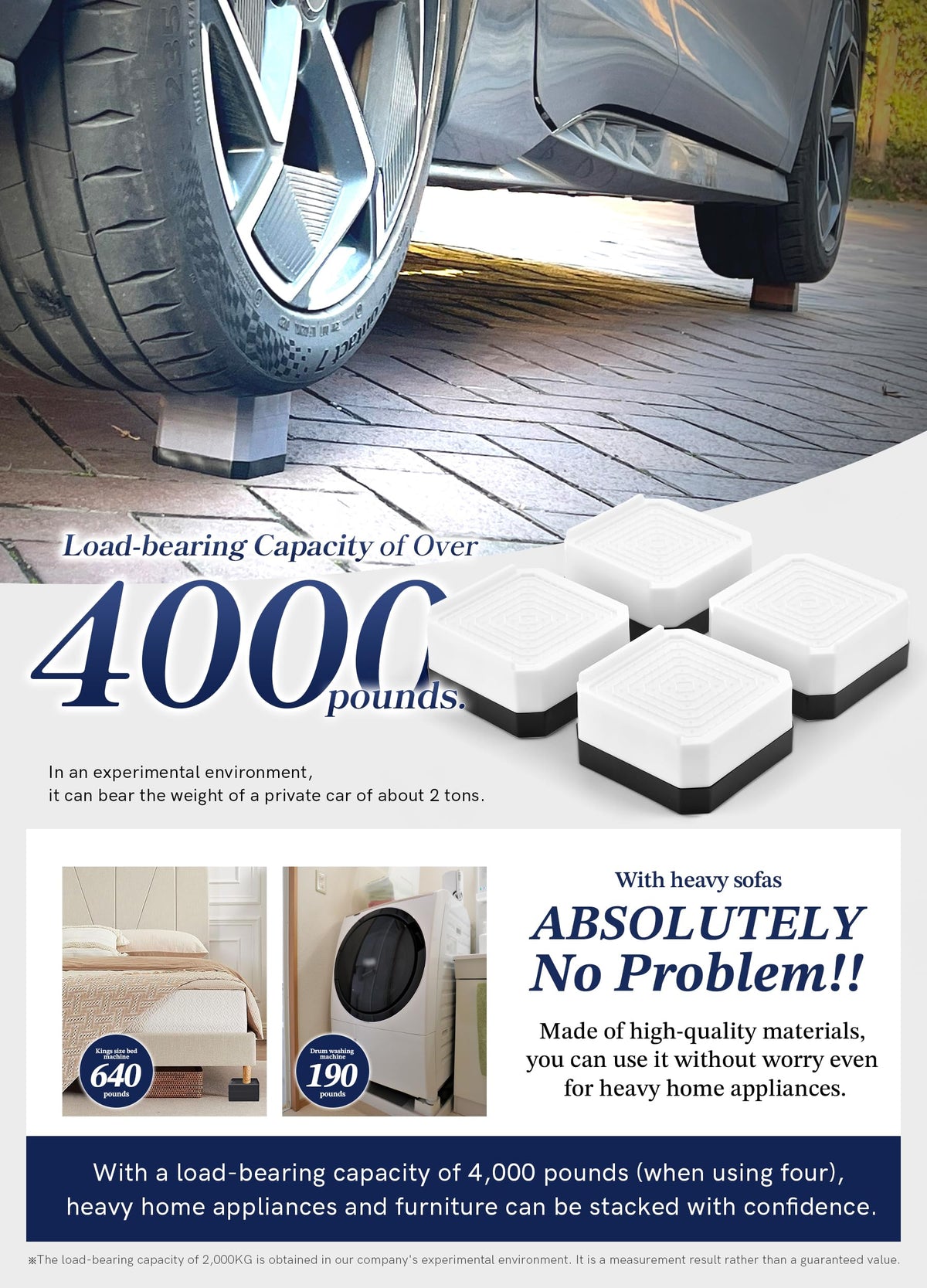 Durable polypropylene construction on EclatBain bed risers