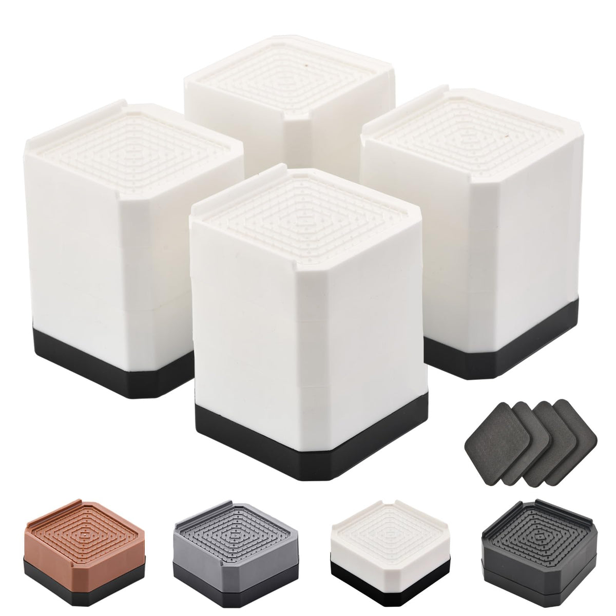 EclatBain rectangular bed risers lift furniture by 3 inches for easier cleaning.