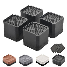 EclatBain bed risers stacked to 3 inches securely lift beds for easier cleaning.