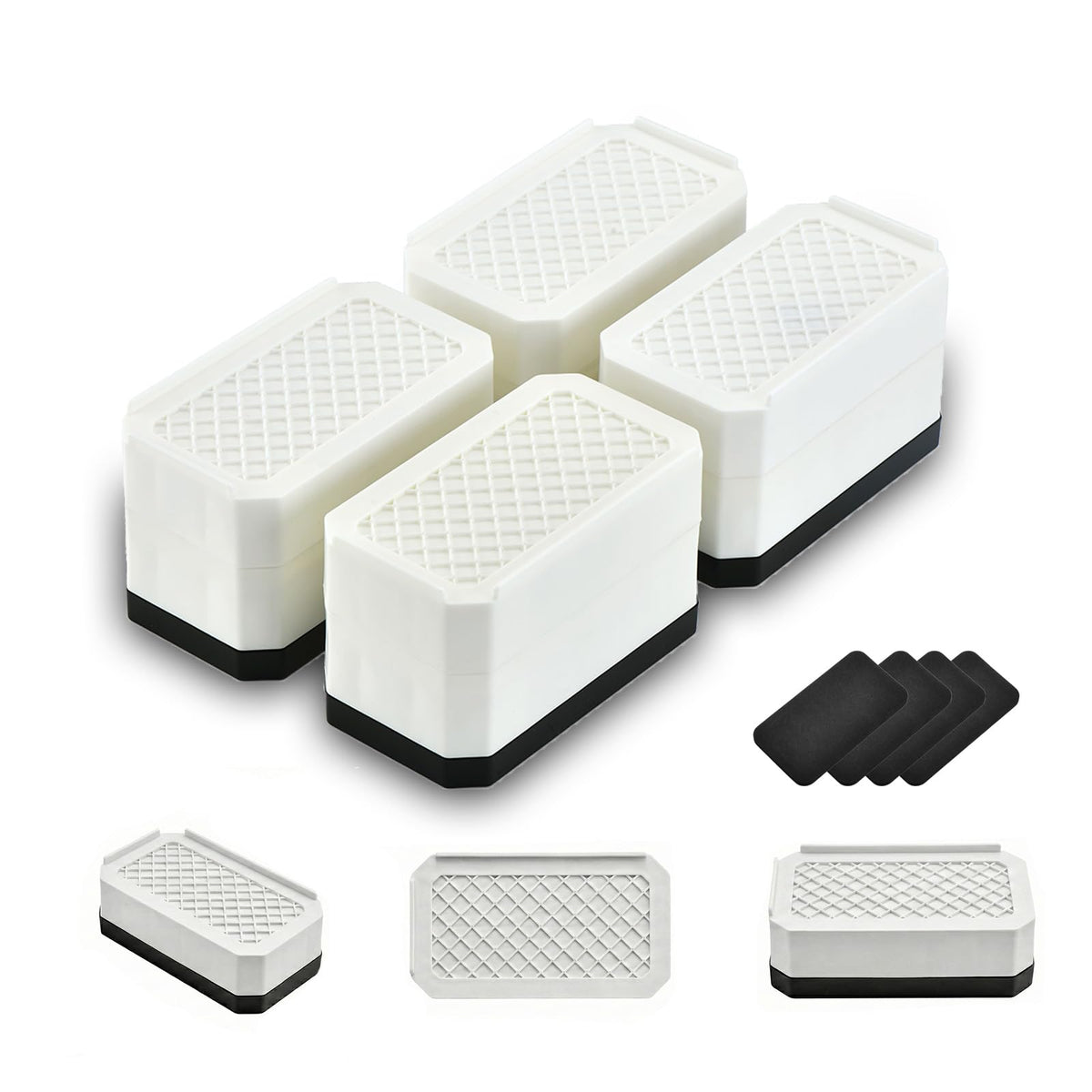 EclatBain rectangle bed risers top view showing adjustable height options.