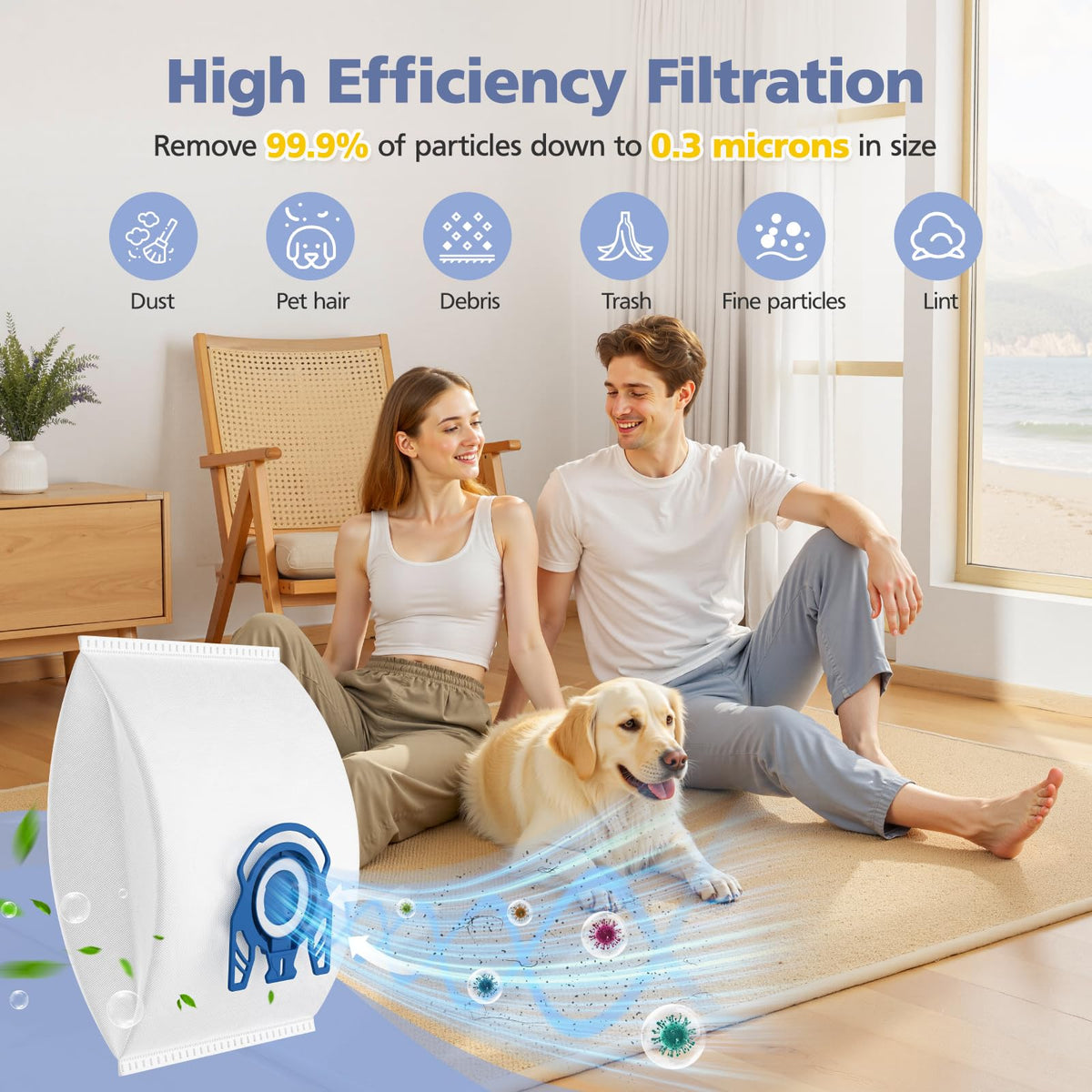 Ecleanfy includes Super Air Clean filters to maintain suction.