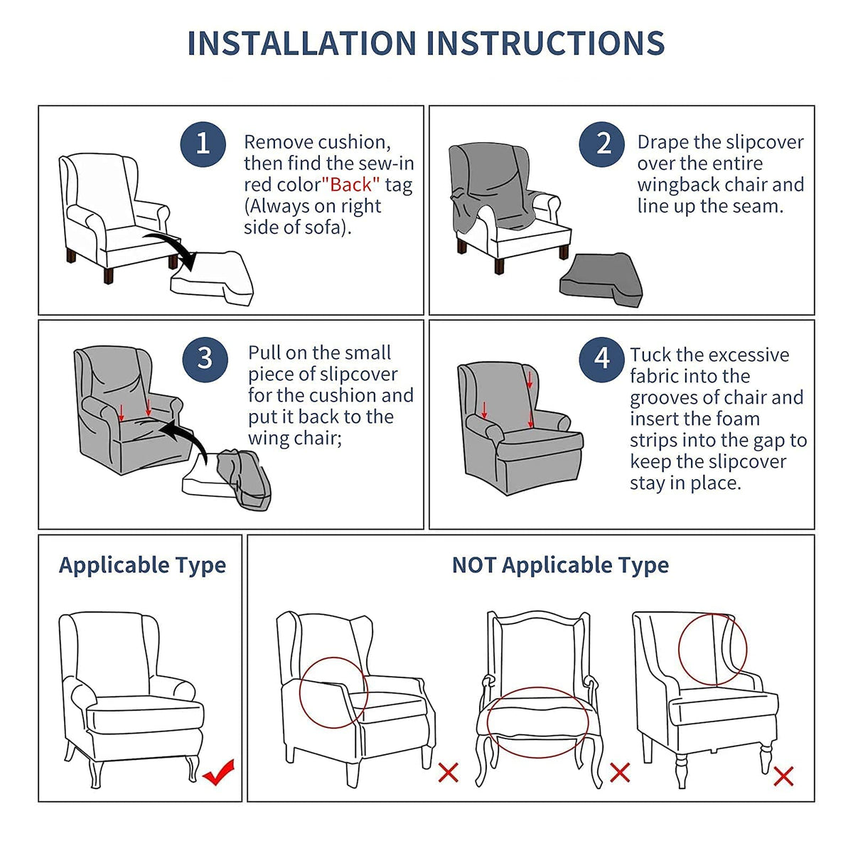 Eco-Ancheng Wingback Slipcover protects chair from spills and wear