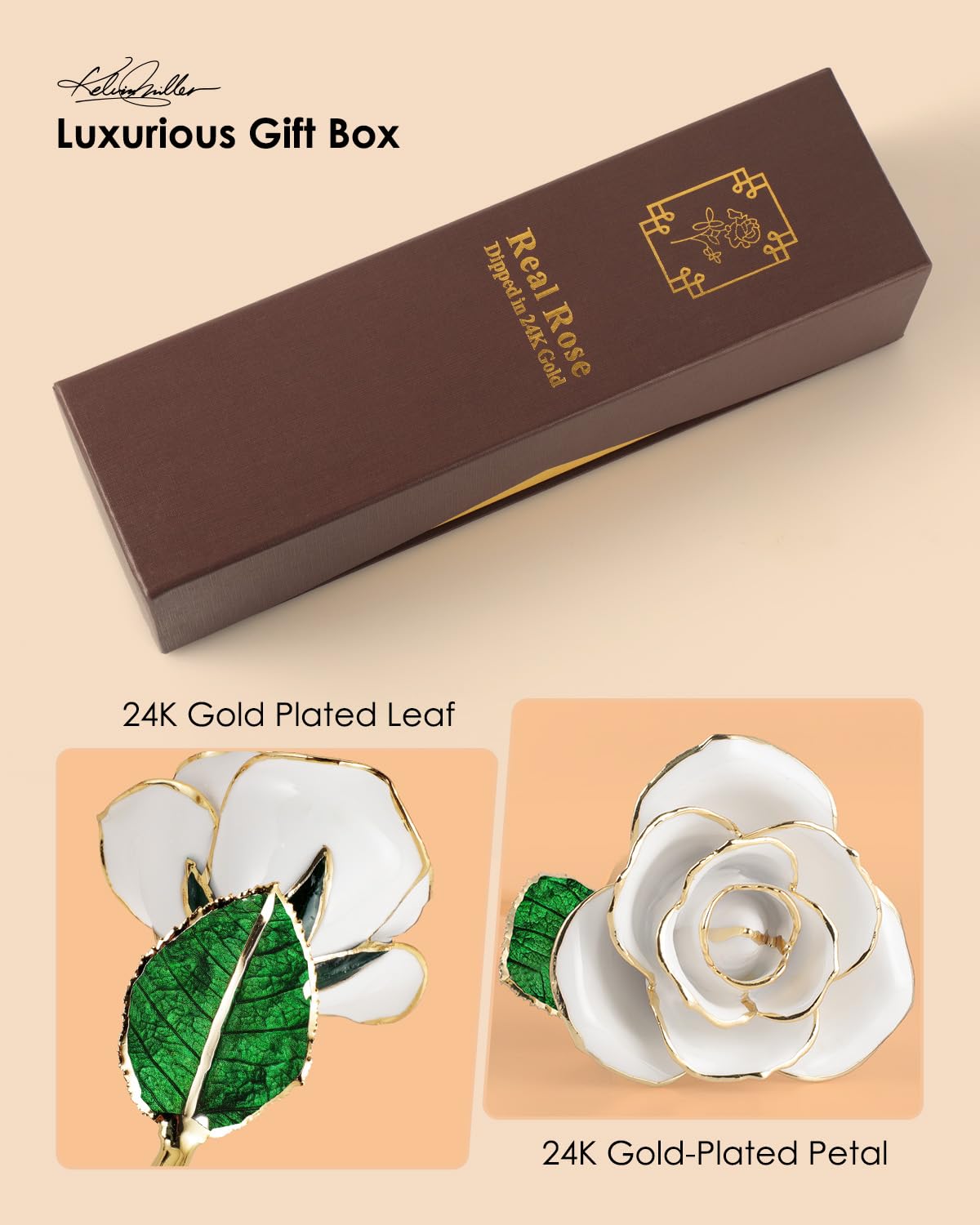 ECO SPACE 24K gold-dipped real rose in luxury gift box for special occasions