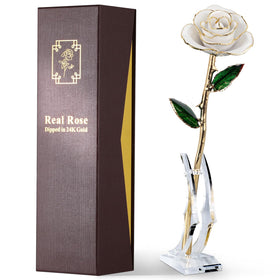 ECO SPACE 24K gold-dipped real rose in ivory box, timeless keepsake