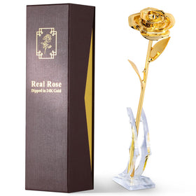 ECO SPACE 24K Gold Dipped Rose close-up shows handcrafted finish and lasting beauty.