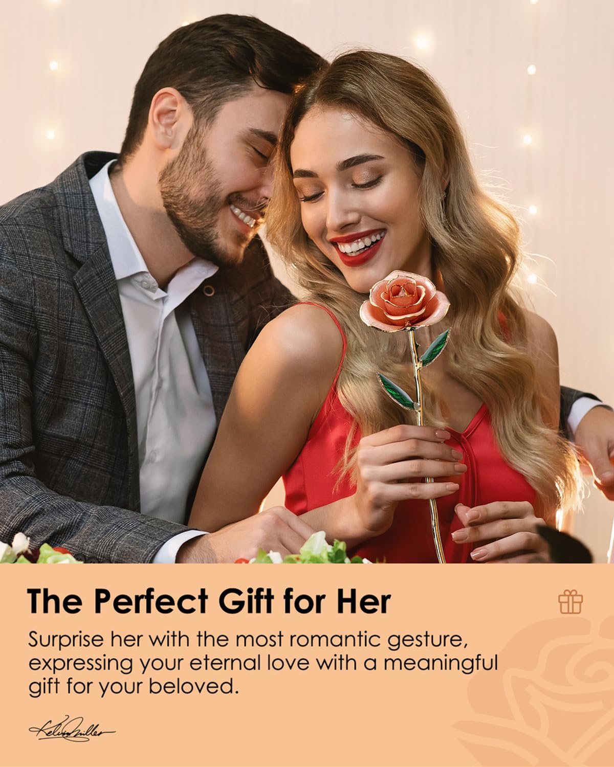 Eco Space Gold Dipped Rose info card included for sentiment and context.