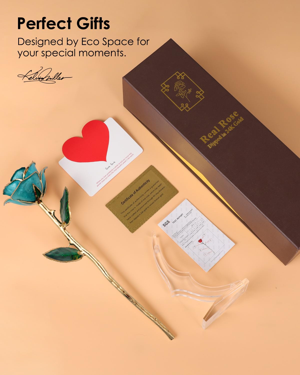Romantic gift setting featuring Eco Space rose as centerpiece
