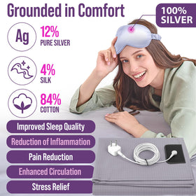 EcoHeal grounding sheet silk-cotton blend close-up showing premium fabric quality for restful nights.