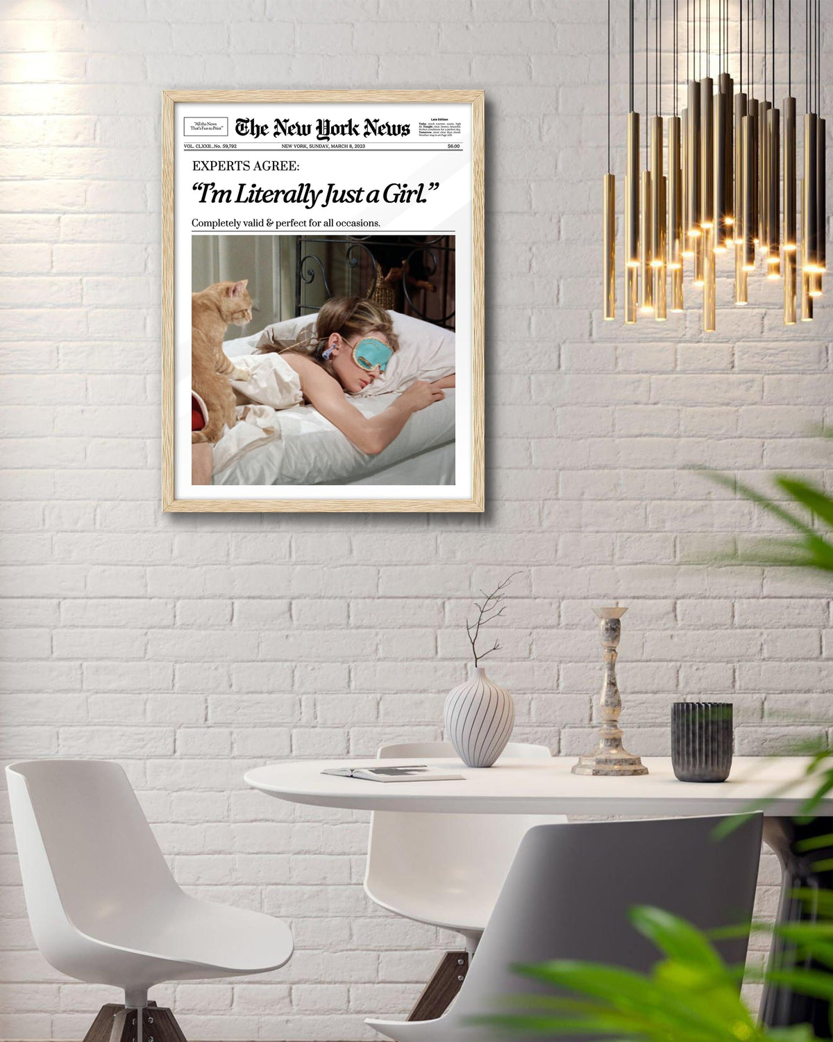Beige retro print suited for bedrooms or living rooms.