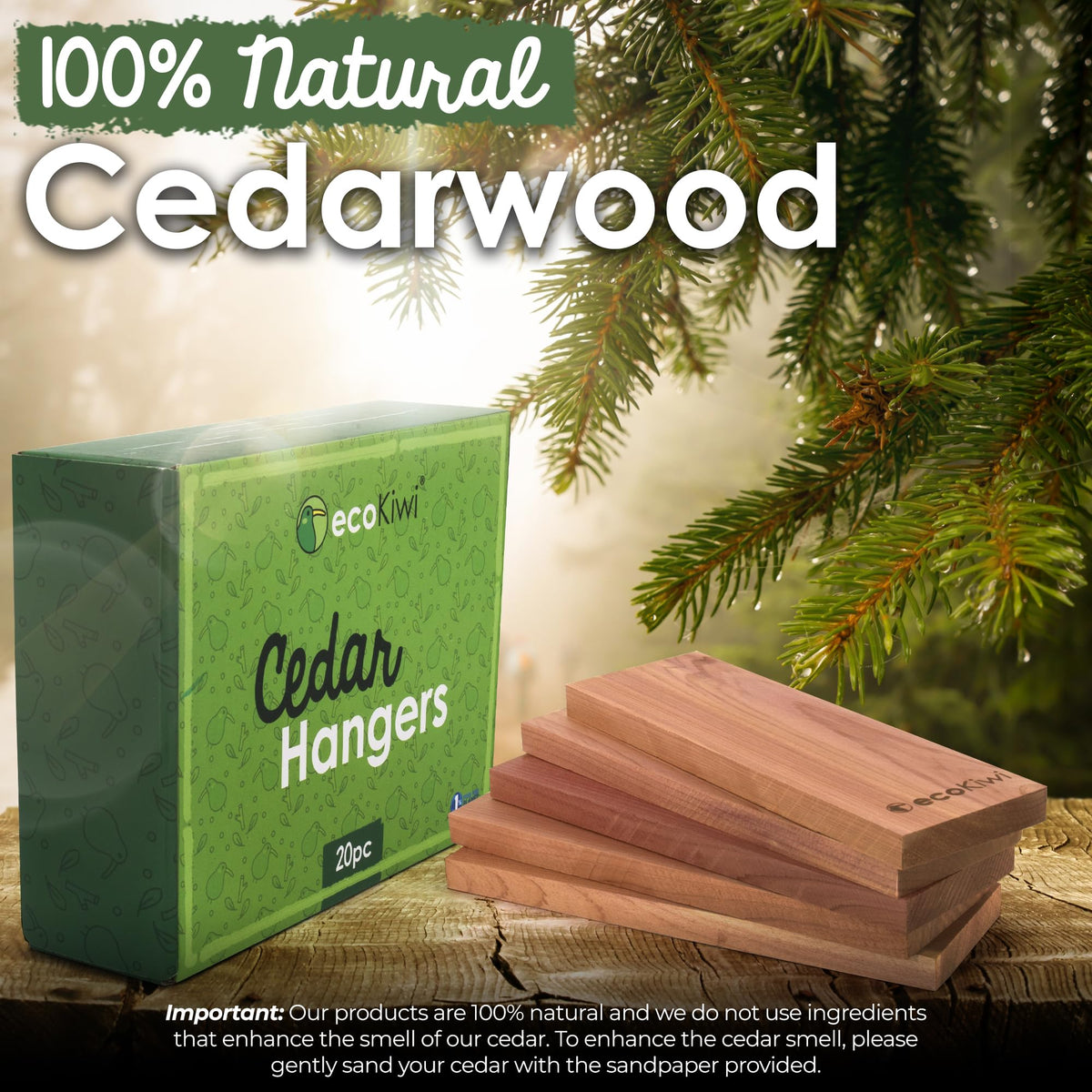 ecoKiwi cedar blocks in a drawer absorbing moisture for fresher storage.