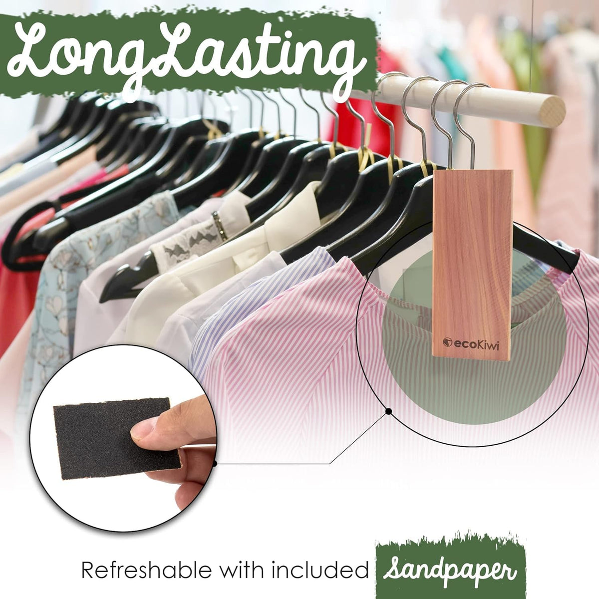 Versatile use in closets, drawers, shelves with cedar aroma.