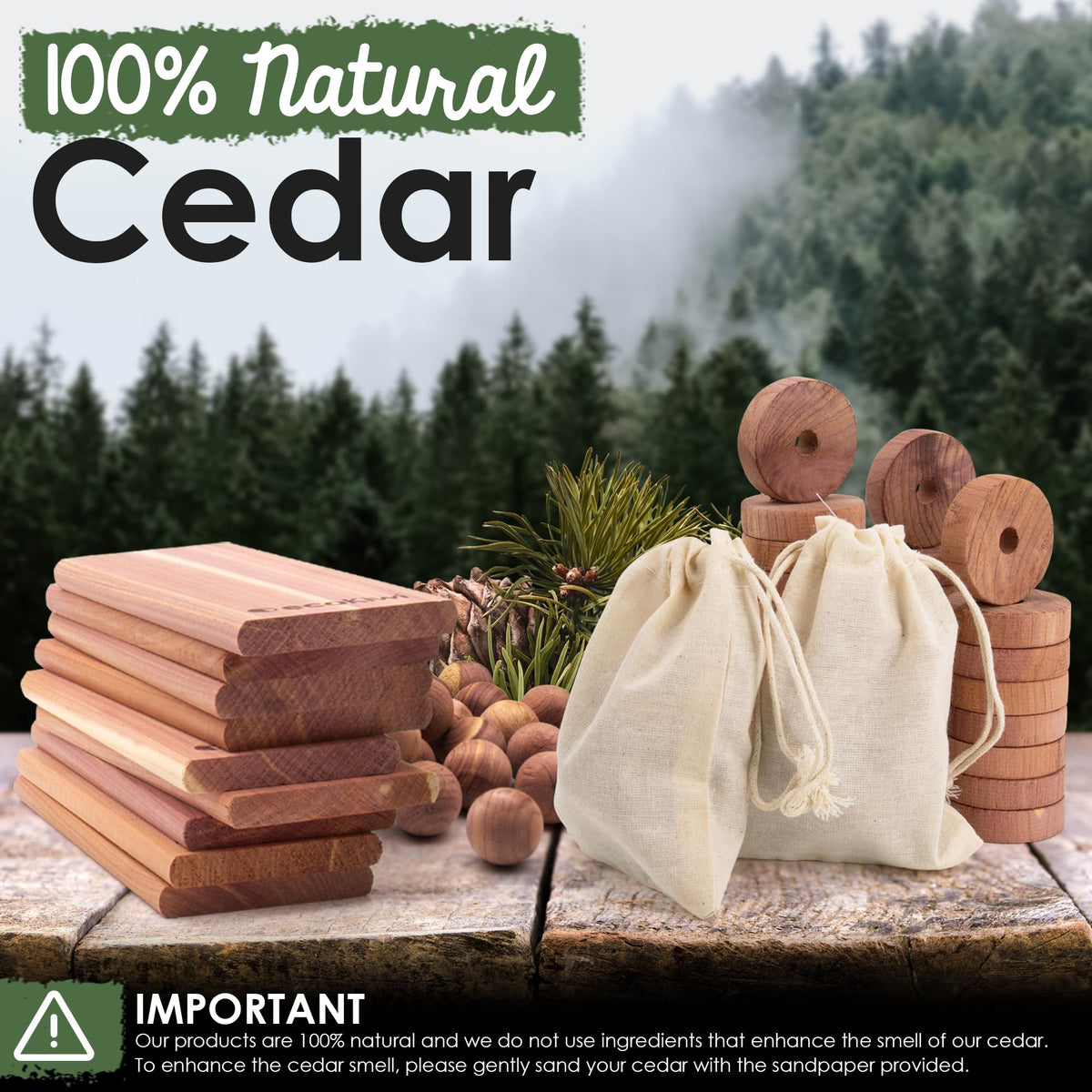 ecoKiwi cedar chips and planks release scent to refresh closets.