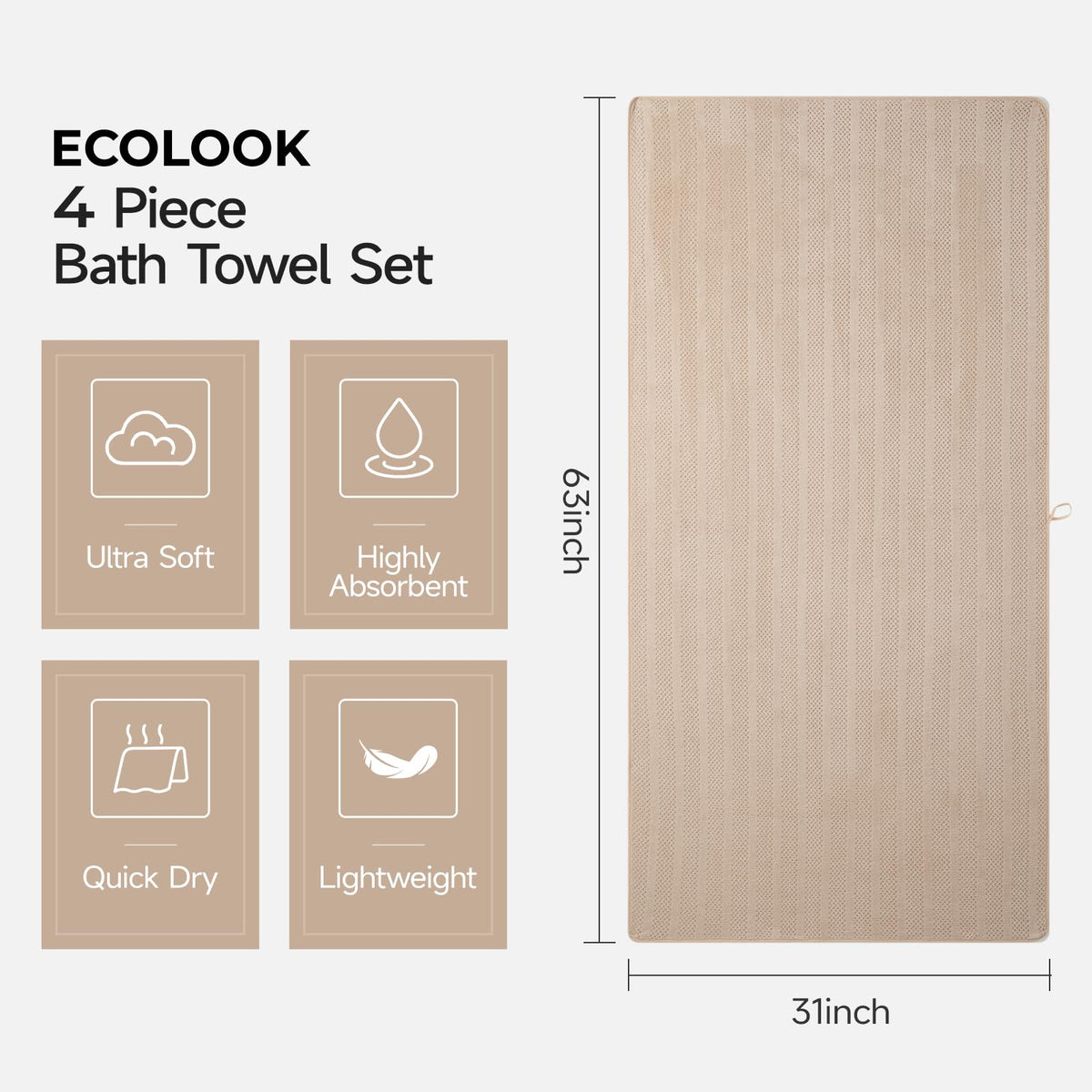 ecolook bath towels absorb moisture quickly for faster drying between uses.