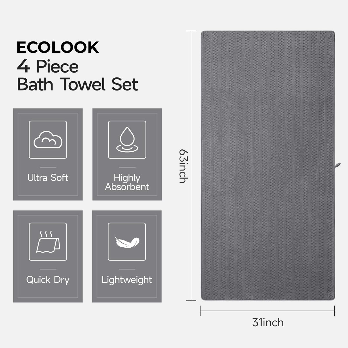 Dense coral fleece of ecolook towel for quick moisture absorption.