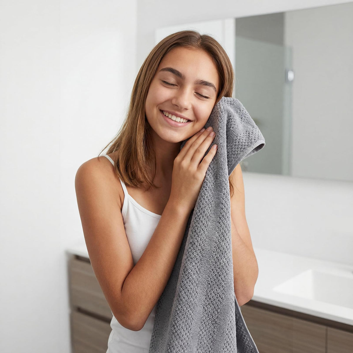 Lightweight yet large ecolook towel offers easy handling.