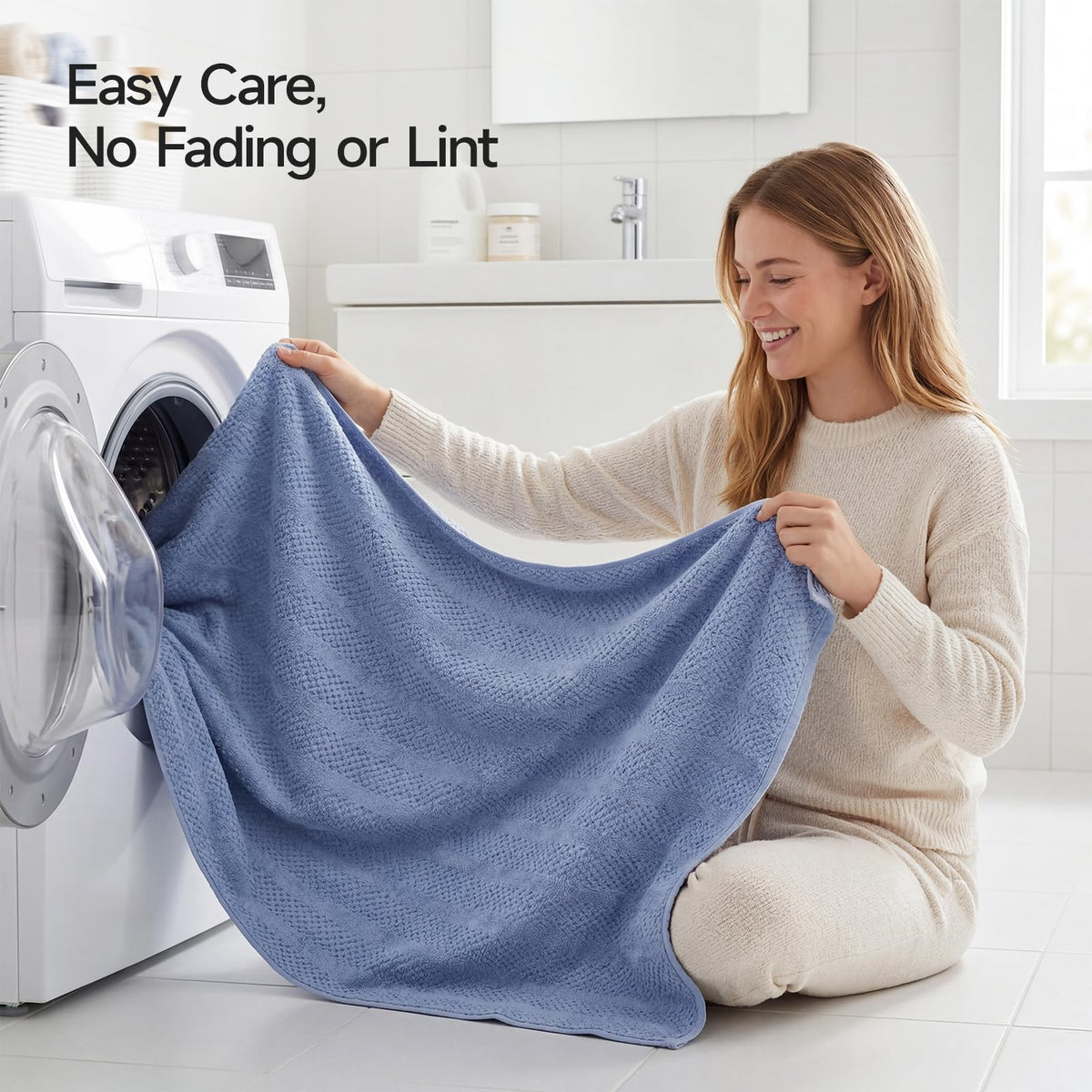 ecolook navy towels add a chic, durable bath accessory.