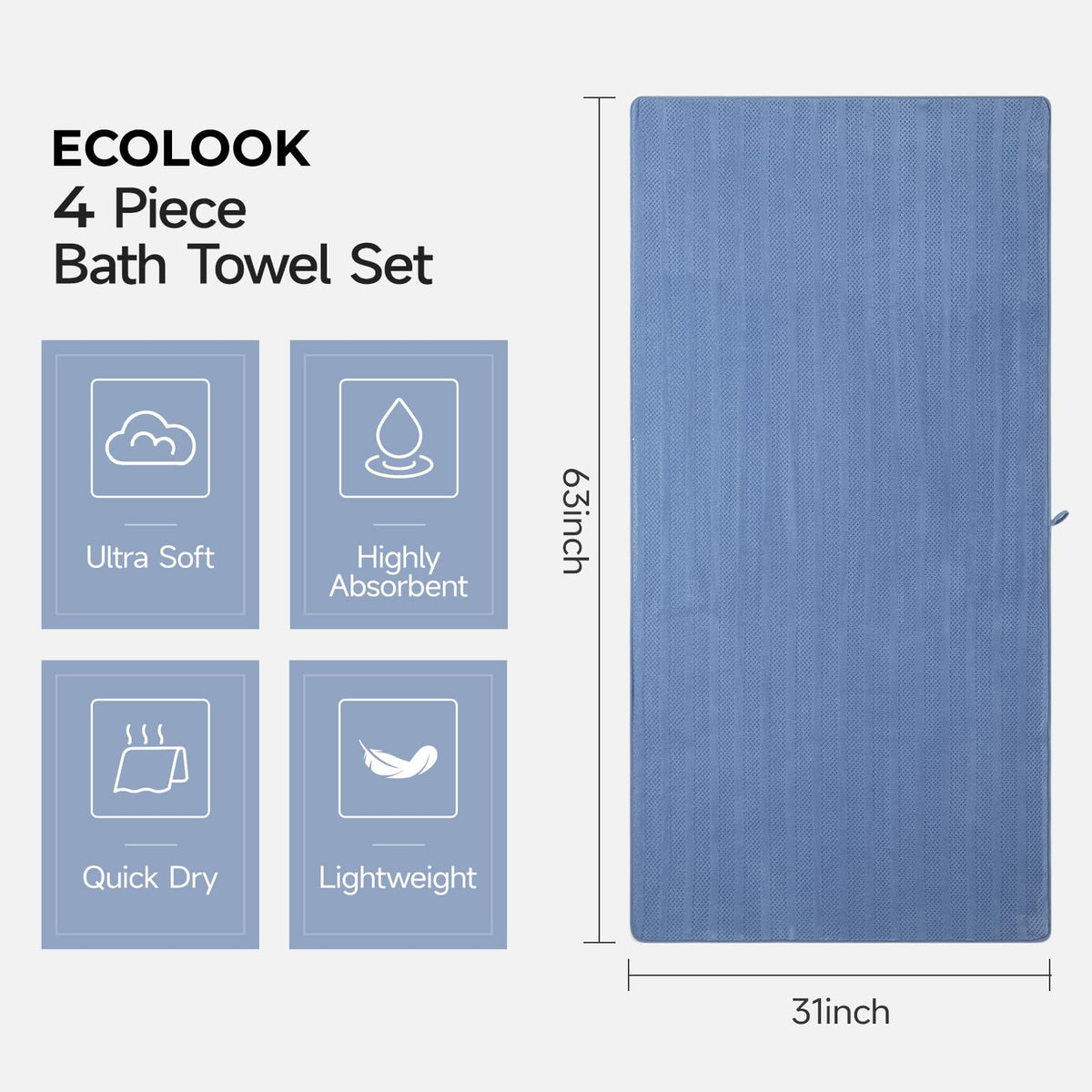 ecolook microfiber towel with quick-dry absorbency captures moisture quickly.