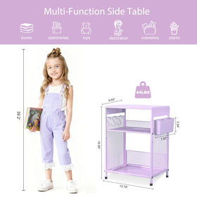 ECOLOVI Kids Nightstand adjustable shelf helps organize toys within easy reach.