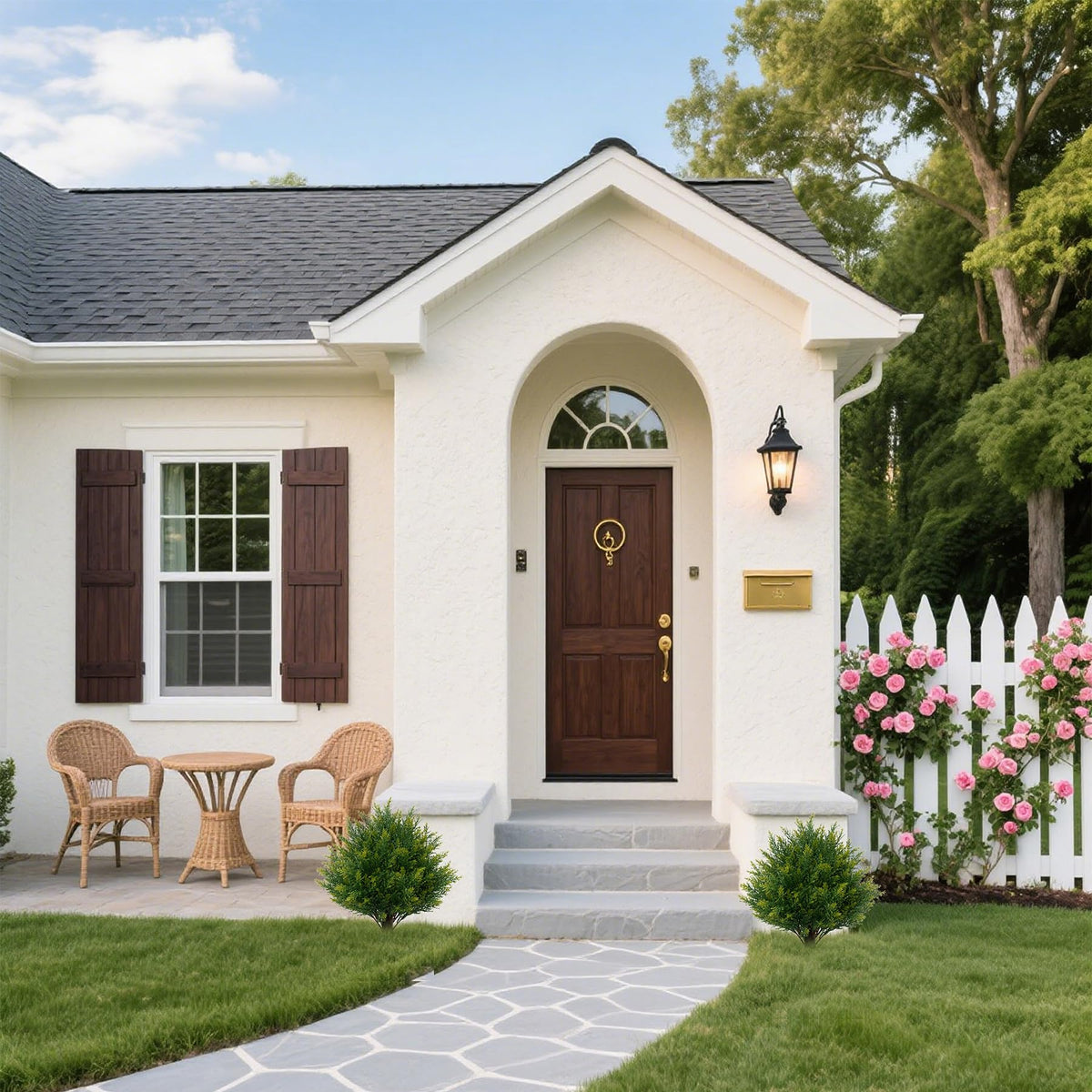 ECOLVANT 19in topiary placed in outdoor garden for year-round greenery