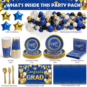 Ecomore graduation dessert plates with blue gold accents for a refined look.