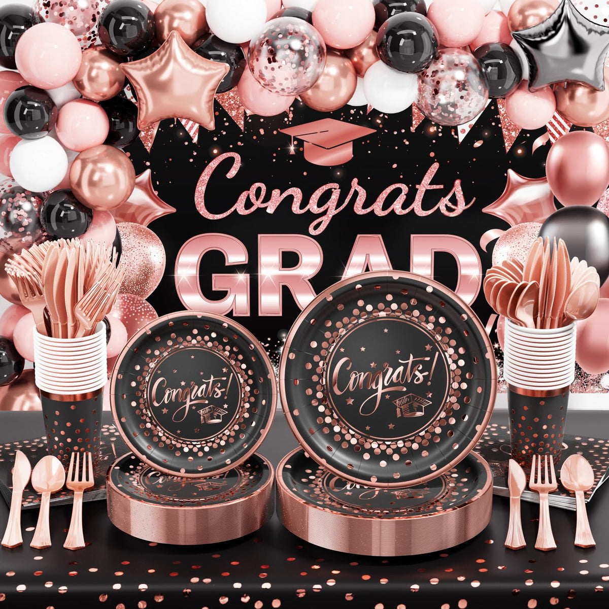 Ecomore 2026 graduation backdrop enhances photos with bold Congrats Grad display