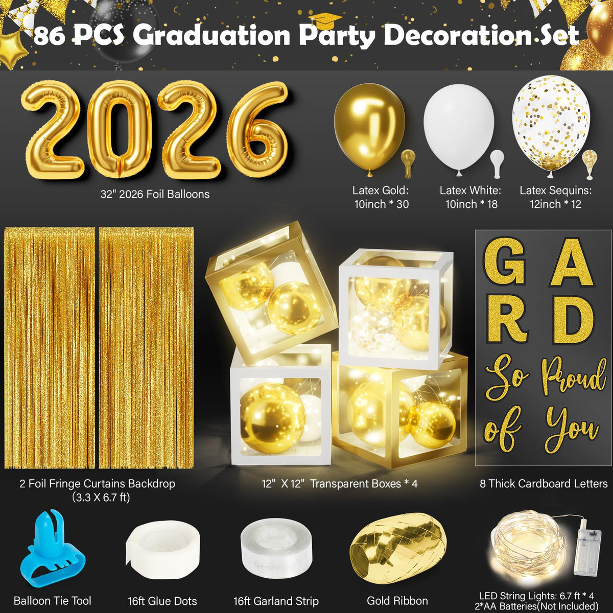 Ecomore warm white LED string lights enhancing graduation decor ambiance.
