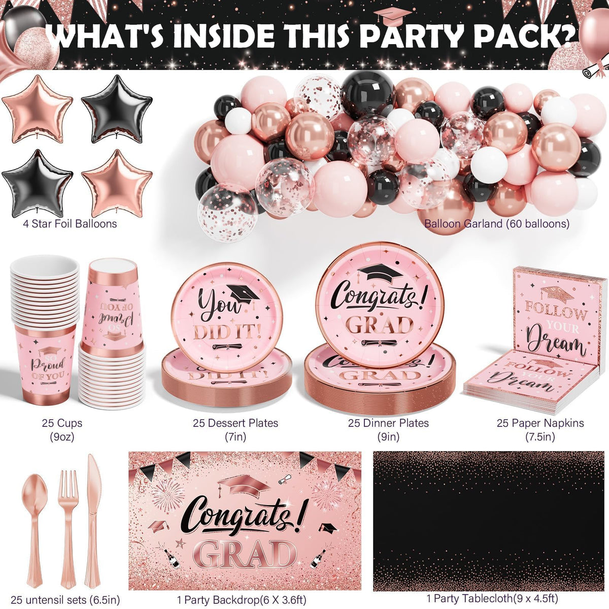 Ecomore rose gold balloon garland adds chic shimmer to party decor.
