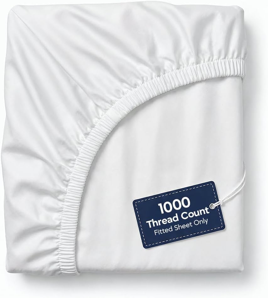 ECONEST LIVING 1000TC Egyptian cotton king fitted sheet delivers luxury softness and durability.