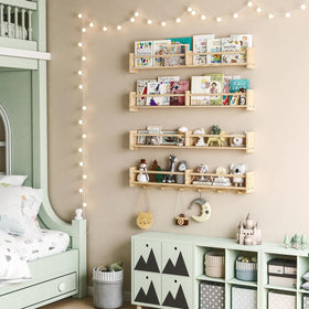 ECOOCE wavy-design shelf adds playful decor to a kid's room.