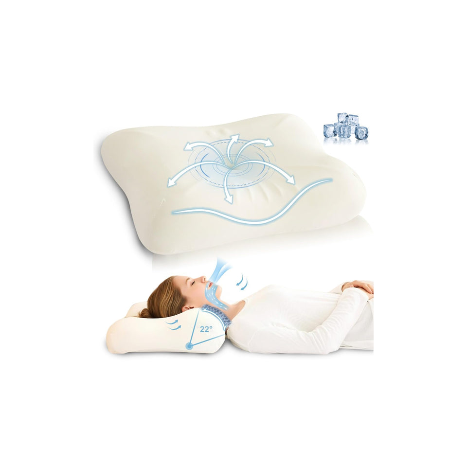 EcoPillo cervical neck pillow with ergonomic contour supports neck alignment for all sleepers