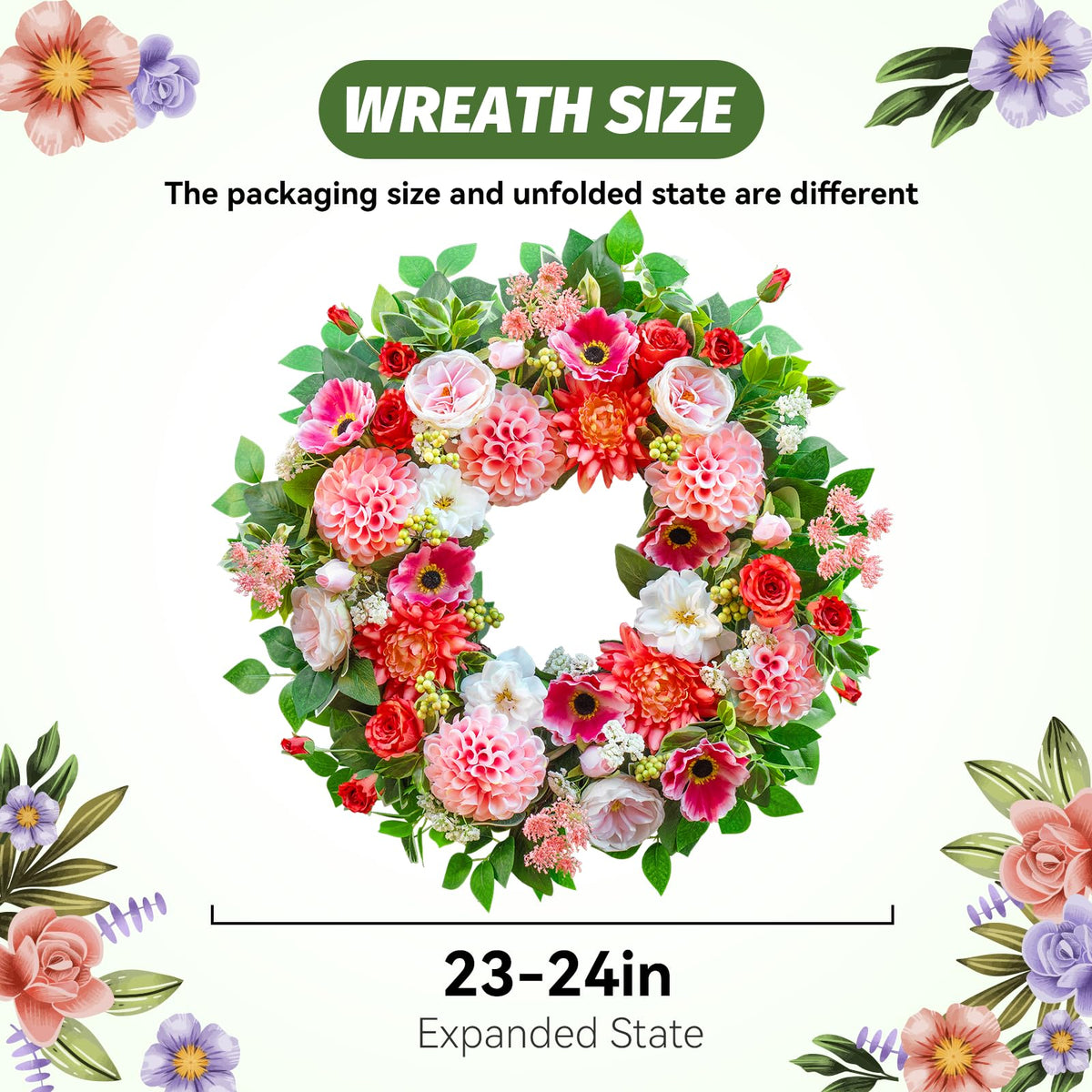 EcoRing anemone-color wreath provides vibrant depth for doors