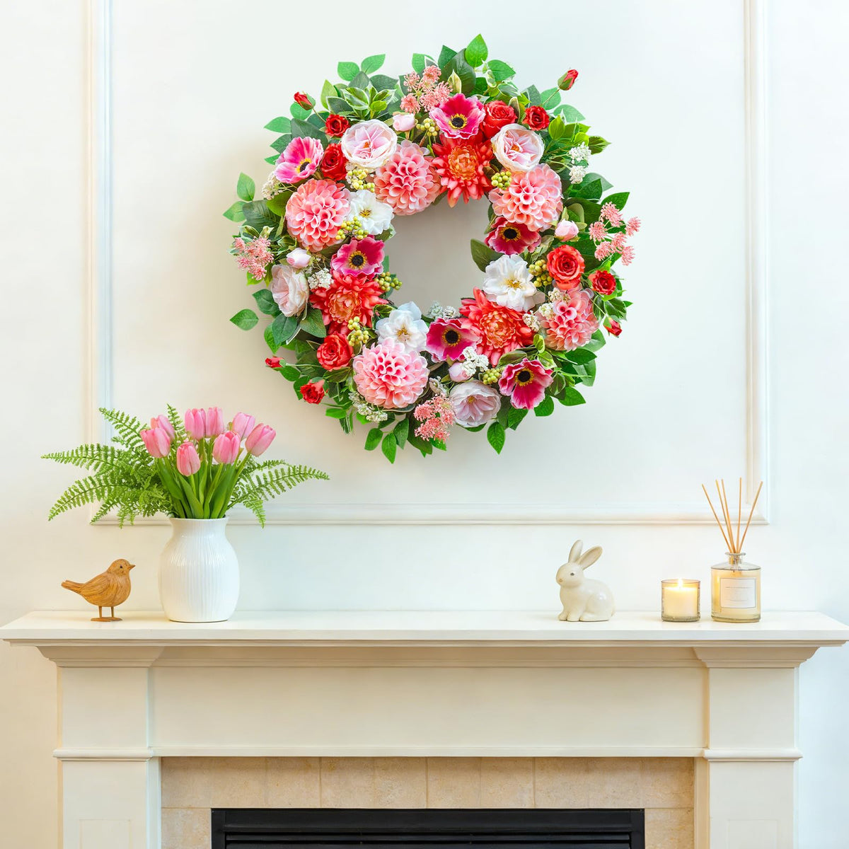 EcoRing chrysanthemum bloom wreath brightens your entry