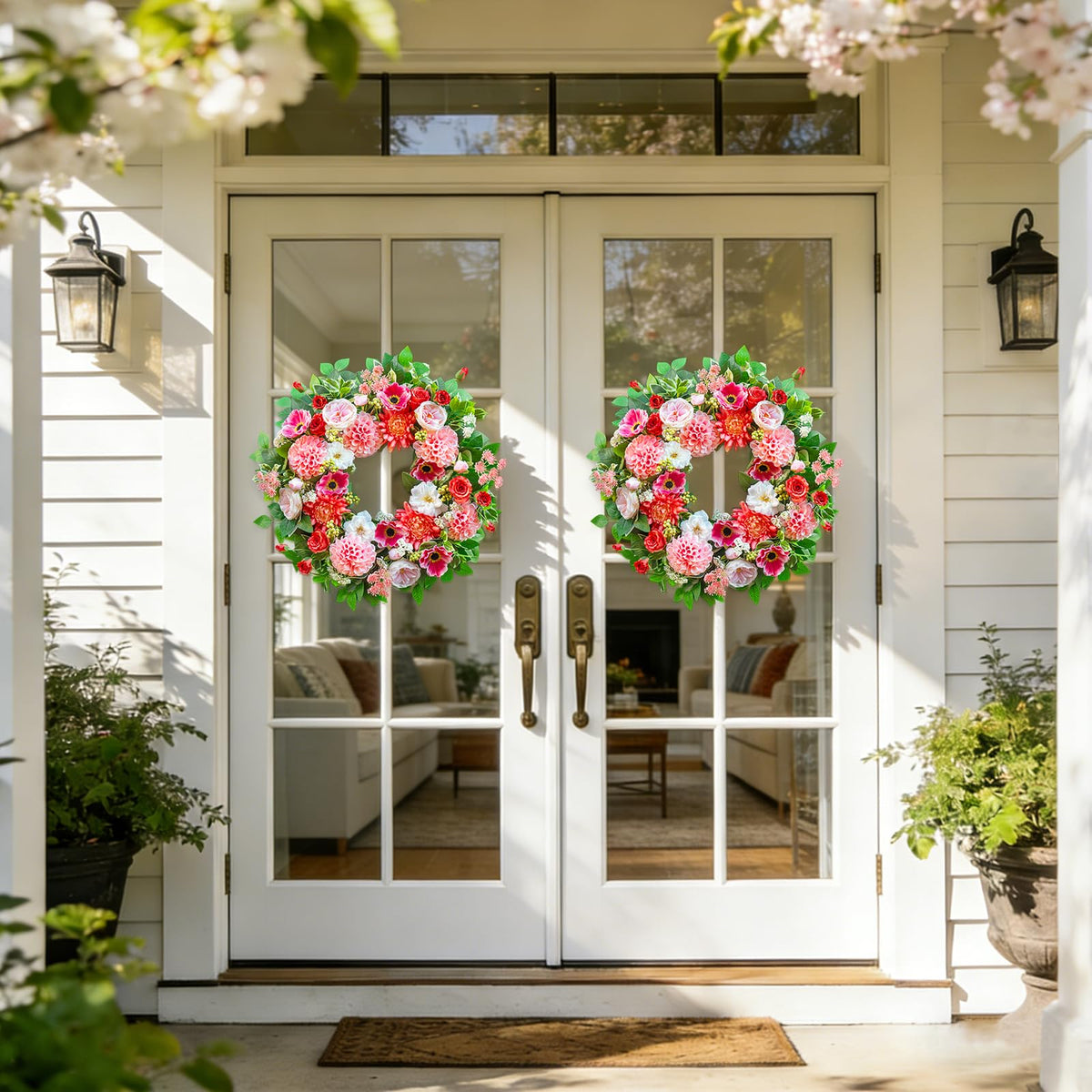 EcoRing wreath includes decorative berries for seasonal accent