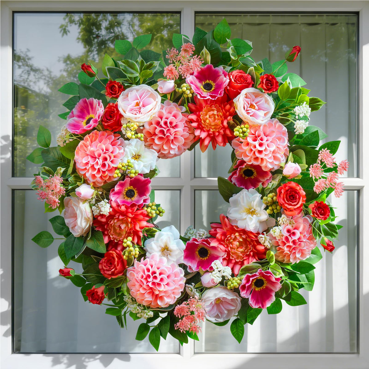 EcoRing rose-focused wreath adds welcoming porch charm